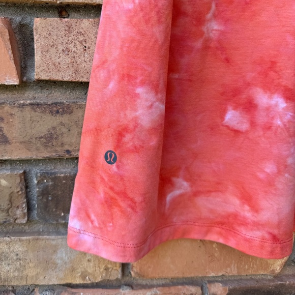 Lululemon “Always Agile” Shirt Men Spray Diamond Dye White Warm Coral Gym (L) - Picture 5 of 8
